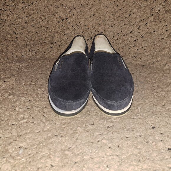 PRADA-3S 5749-Navy Suede Loafers-Silver Logo-Sz 36.5-Very Good Pre-Owned - Picture 3 of 8